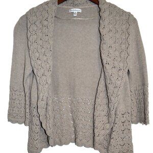 Croft & Barrow Crochet Cardigan Sweater M Beige Cottagecore Boho Coquette